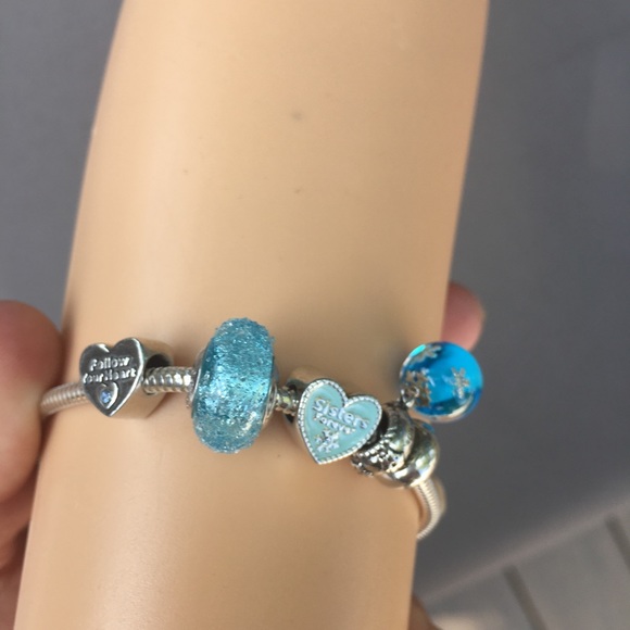 Pandora Jewelry - Pandora Bracelet - never worn-  blue- friend beads